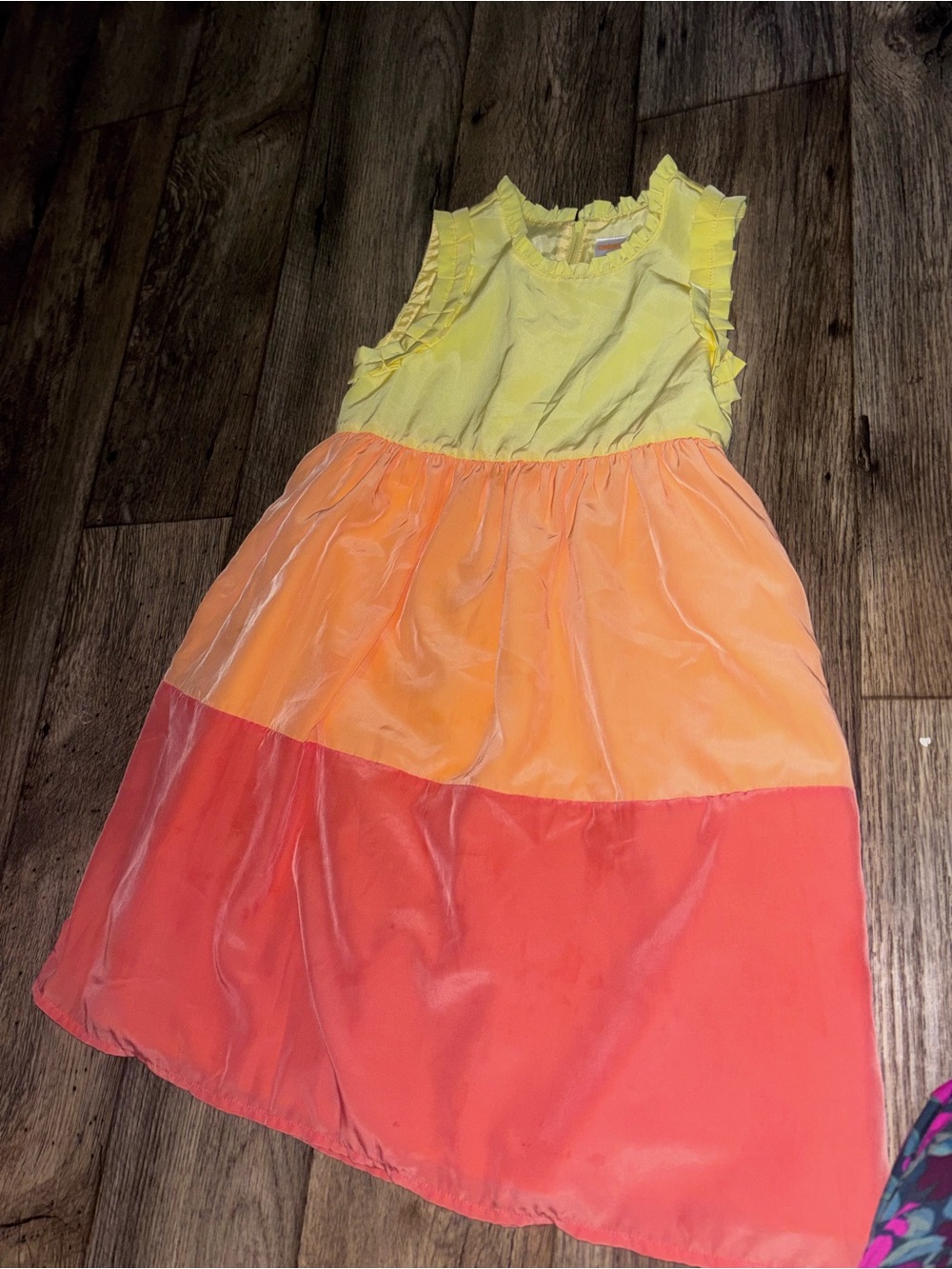 Girls Gymboree Colorblock Yellow Orange Pink Tiered Dress Sz. 10